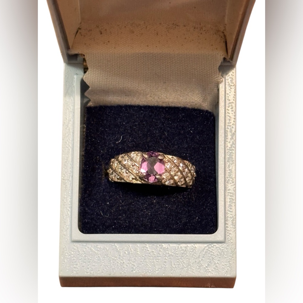 Sterling Silver 925 Purple CZ Gemstone Ring